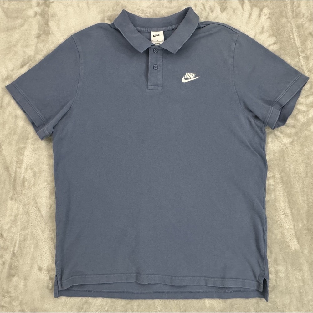 Nike Polo Shirt‎ Mens XL Blue Match Up Pique Embroidered Swoosh High Low Hem